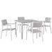 Maine 5 Piece Outdoor Patio Dining Set in White Light Gray - East End Imports EEI-1745-WHI-LGR-SET