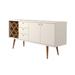 Manhattan Comfort 1010452 - Utopia 4 Bottle Wine Rack Sideboard Buffet Stand w/ 3 Drawers & 2 Shelves in Off White & Maple Cream