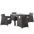 Junction 5 Piece Outdoor Patio Dining Set in Brown White - East End Imports EEI-1744-BRN-WHI-SET