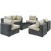 Summon 7 Piece Outdoor Patio Sunbrella® Sectional Set in Canvas Antique Beige - East End Imports EEI-1897-GRY-BEI-SET