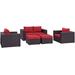 Convene 5 Piece Outdoor Patio Sofa Set in Espresso Red - East End Imports EEI-2158-EXP-RED-SET