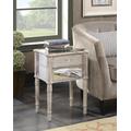 Gold Coast Mayfair End Table in Weathered White / Mirror - Convenience Concepts 413745WW