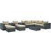 Summon 10 Piece Outdoor Patio Sunbrella® Sectional Set in Canvas Antique Beige - East End Imports EEI-1902-GRY-BEI-SET
