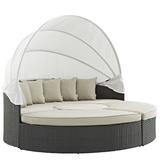 Sojourn Outdoor Patio Sunbrella® Daybed in Antique Canvas Beige - East End Imports EEI-1986-CHC-BEI-SET