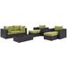 Convene 8 Piece Outdoor Patio Sectional Set in Espresso Peridot - East End Imports EEI-2206-EXP-PER-SET