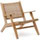 Fauteuil Grignoon avec accoudoirs en rotin et structure en bois massif d'acacia pour usage