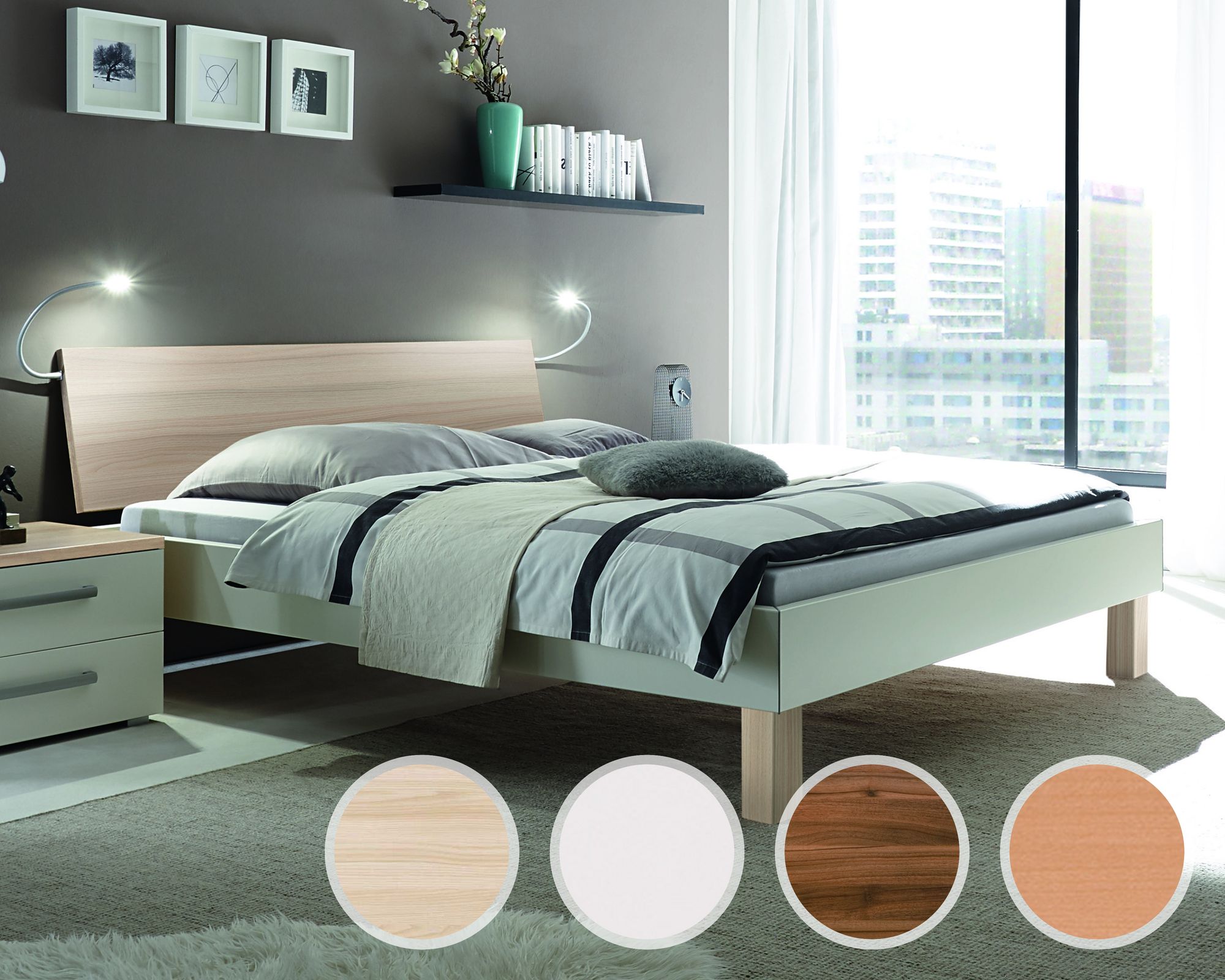Hasena Top-Line Bett Advance Cantu/Orva 120x200 cm / Buche weiss lasiert, lackiert