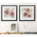 Charlton Home® Flowers & Berries I - 2 Piece Picture Frame Print Set Paper, Glass in Red | 16 H x 32 W x 1.5 D in | Wayfair