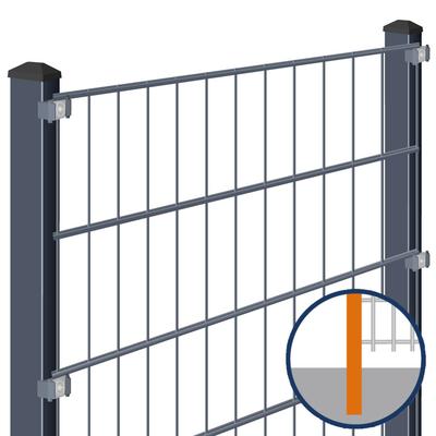 Doppelstabmattenzaun zum Einbetonieren Rundum-sorglos-Paket Anthrazit Komplettset, Halteplättchen, 12,5 m,6/5/6 mm,830 mm,gerade Image