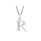 CARISSIMA Gold Women's 9 ct White Gold Cubic Zirconia 10 x 12 mm Initial R Pendant on 9 ct White Gold 0.7 mm Diamond Cut Curb Chain Necklace of Length 46 cm/18 Inch