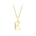 CARISSIMA Gold Women's 9 ct Yellow Gold Cubic Zirconia 10 x 12 mm Initial K Pendant on 9 ct Yellow Gold 0.7 mm Diamond Cut Curb Chain Necklace of Length 46 cm/18 Inch