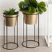 Ivy Bronx Jermaine 2-Piece Metal Pot Planter Set Metal in Yellow/Black | 23.5 H x 9.75 W x 9.75 D in | Wayfair 1114EB8C6E144FCD8EBB3C050DBB5C42