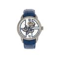 Heritor Automatic Sanford Semi-Skeleton Leather-Band Watch Silver/Blue One Size HERHR8301