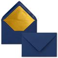 Envelopes Midnight Blue - Pack of 100 - Letter Envelopes DIN C6 - 114 x 162 mm - 11.4 x 16.2 cm - Wet Adhesive - Matte Surface & Gold Metallic Lining - Without Window - for Invitations