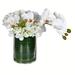 Vickerman 605820 - 11" White Orchid In Glass Pot (FX190311) Home Office Flowers in Pots Vases and Bowls