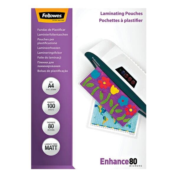 Fellowes Laminierfolien matt Enhance transparent, 21.6x30.3 cm