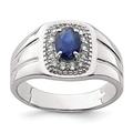 925 Sterling Silver Mens Blue Sapphire and White Topaz Ring Size V 1/2 Jewelry Gifts for Men
