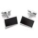 Hoxton London Men's Sterling Silver Ebony Wood Rectangle Cufflinks