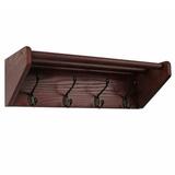 Wooden Mallet 8.5 x 24.75 x 9 in. 4-Hook Shelf Black Hooks Mahogany