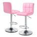 Orren Ellis Marte Swivel Adjustable Height PU Leather Bar Stool w/ Backrest Upholstered/Metal in Pink/Black | 17.5 W x 15 D in | Wayfair