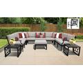 kathy ireland Homes & Gardens Madison Ave. 12 Piece Outdoor Aluminum Patio Furniture Set 12g in Almond - TK Classics Madison-12G-Beige