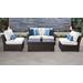 kathy ireland Homes & Gardens River Brook 5 Piece Outdoor Wicker Patio Furniture Set 05d in Alabaster - TK Classics River-05D-White
