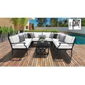 kathy ireland Homes & Gardens Madison Ave. 9 Piece Outdoor Aluminum Patio Furniture Set 09c in Snow - TK Classics Madison-09C