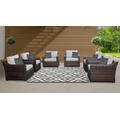 kathy ireland Homes & Gardens River Brook 6 Piece Outdoor Wicker Patio Furniture Set 06w in Truffle - TK Classics River-06W