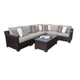 kathy ireland Homes & Gardens River Brook 7 Piece Outdoor Wicker Patio Furniture Set 07b in Truffle - TK Classics River-07B