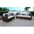 kathy ireland Homes & Gardens River Brook 5 Piece Outdoor Wicker Patio Furniture Set 05a in Alabaster - TK Classics River-05A-White