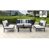 kathy ireland Homes & Gardens Madison Ave. 5 Piece Outdoor Aluminum Patio Furniture Set 05d in Snow - TK Classics Madison-05D-Snow