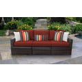 kathy ireland Homes & Gardens River Brook 3 Piece Outdoor Wicker Patio Furniture Set 03c in Cinnamon - TK Classics River-03C-Terracotta