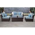 kathy ireland Homes & Gardens River Brook 5 Piece Outdoor Wicker Patio Furniture Set 05d in Tranquil - TK Classics River-05D-Spa