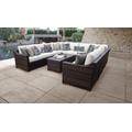 kathy ireland Homes & Gardens River Brook 11 Piece Outdoor Wicker Patio Furniture Set 11a in Alabaster - TK Classics River-11A-White