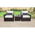 kathy ireland Homes & Gardens River Brook 3 Piece Outdoor Wicker Patio Furniture Set 03a in Alabaster - TK Classics River-03A-White