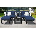 kathy ireland Homes & Gardens Madison Ave. 7 Piece Outdoor Aluminum Patio Furniture Set 07a in Midnight - TK Classics Madison-07A-Navy