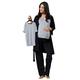 HAPPY MAMA Women's Maternity Nursing Pyjama Gown Baby Mama 4pcs Matching Set 181 (Black & Light Grey Melange, UK 10, M)