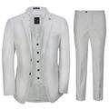 Mens 3 Piece Suit in White Smart Formal Wedding Party Tailored Fit Blazer Trouser Waistcoat[SUIT-JROSS-WHITE-42,UK/US 42 EU 52,Trouser 36"]