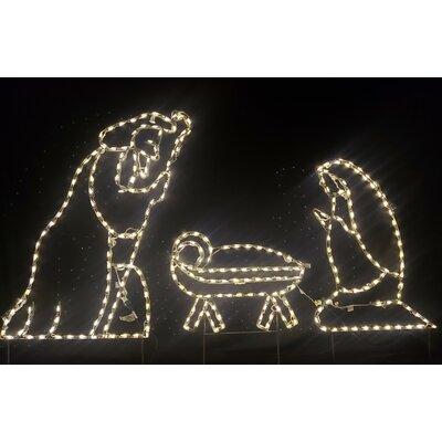 Lori's Lighted D'Lites Large Warm Nativity Jesus, Mary & Joseph Set Holiday Lighted Display Metal in White | 50 H x 86 W in | Wayfair 603-3NLW