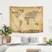 East Urban Home Michael Tompsett - Art Pause Map of the World Map from Old Sheet Music Tapestry in Brown/White | 68 H x 80 W in | Wayfair