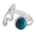 Astral Flower,'Chrysocolla and Sterling Silver Wrap Ring from Peru'