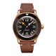 Undone Basecamp Vintage Automatic Steel Rosegold Black Leather Brown Unisex Watch
