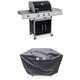 Barbecue gaz inox 14kW – Richelieu noir – Barbecue 4 brûleurs dont 1 feu latéral. côté grill et