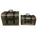 Williston Forge Bouley 2 Piece Decorative Antique Trunk Set Manufactured Wood in Brown/Gray | 6 H x 7.75 W x 6 D in | Wayfair