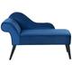 Chaise Longue Mini Côté Gauche en Velours Bleu au Design Glamour et Rétro Confortable et Élégante