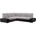 Cavadore Ecksofa Pales mit Kopfteilverstellung, Polsterecke mit Bettfunktion im modernen Design, 280 x 75-84 x 252, Materialmix Schwarz/Grau