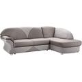 Cavadore Ecksofa Talea mit Ottomane rechts, Zweifarbige Polsterecke mit Federkern, inkl. Bettfunktion, 257 x 91 x 174, Strukturstoff Hellgrau/Grau