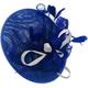 Caprilite Royal Blue and White Sinamay Big Disc Saucer Fascinator Hat for Women Weddings Headband