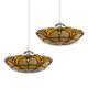 MiniSun Pair of - Tiffany Style Amber Jewelled Glass Uplighter Design Ceiling Pendant Light Shades - Complete with 10w LED GLS Bulbs [3000K Warm White]