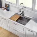 KRAUS Kore™ Workstation Drop-In 16 Gauge Single Bowl Stainless Steel Kitchen Sink Stainless Steel in Gray | 9.5 H x 22 D in | Wayfair KWT310-30